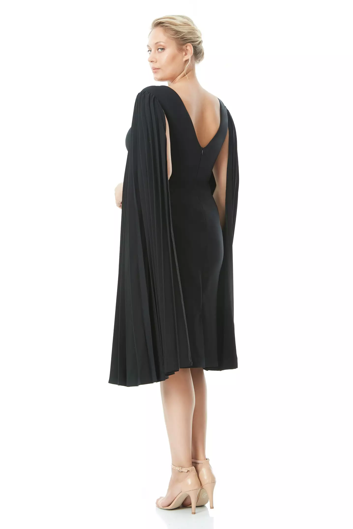 Black plus size crepe long sleeve maxi dress