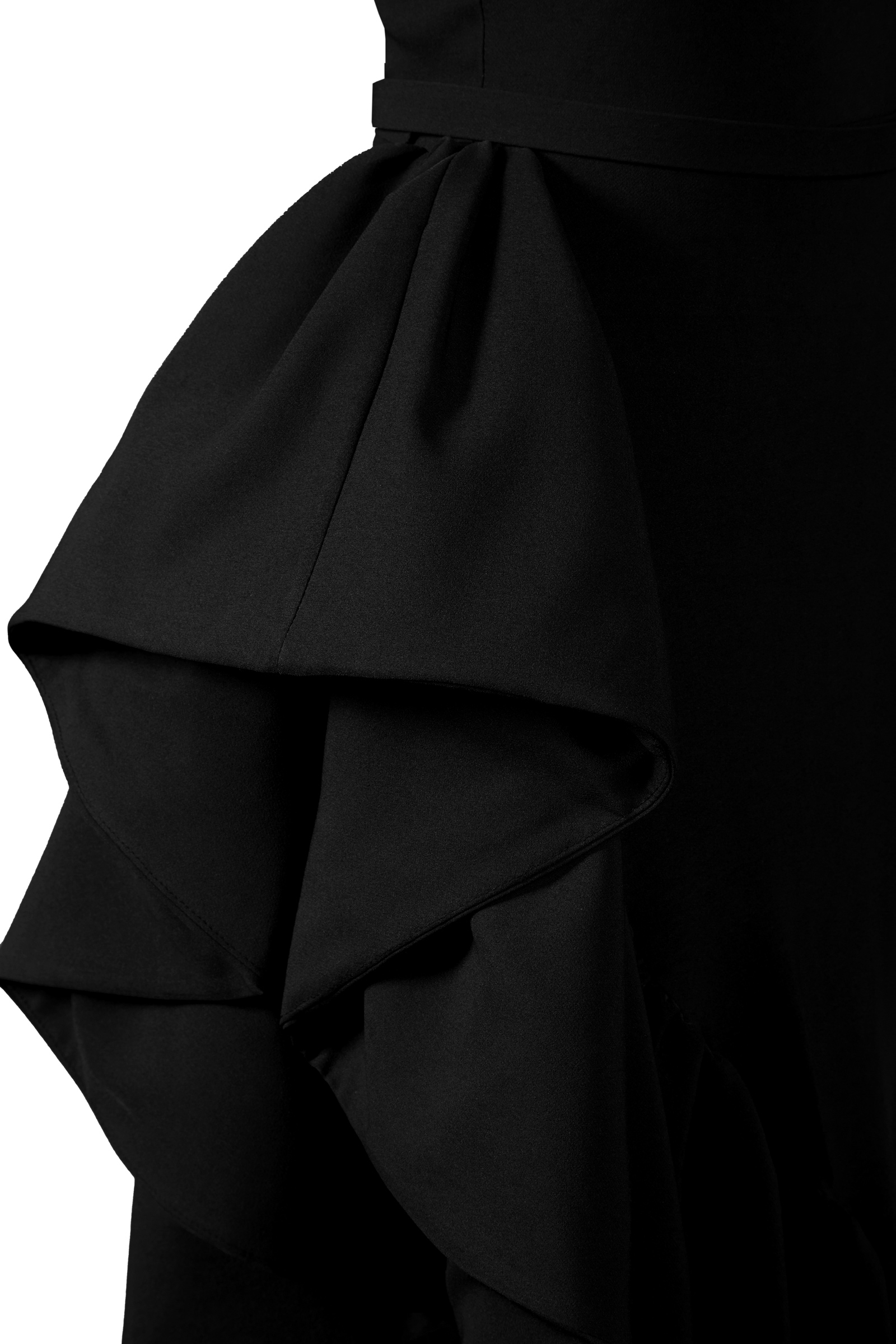 Black crepe one arm maxi dress