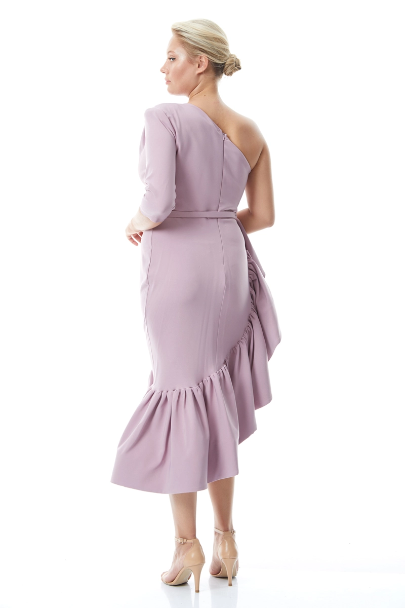 Lilac Plus Size Crepe Long Sleeve Midi Dress