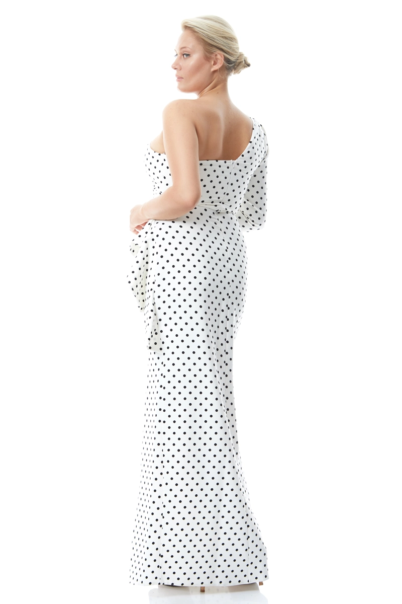 Printed Plus Size Crepe One Arm Maxi Dress